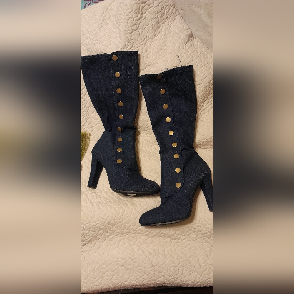 Forever 🧚‍♀️ Denim Boots Blue high heel 9